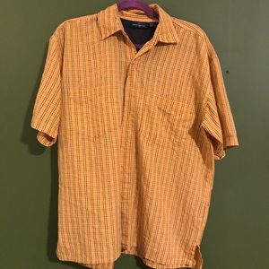 Patterned yellow button up